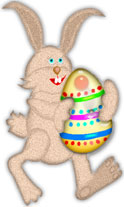 bunny with large painted egg