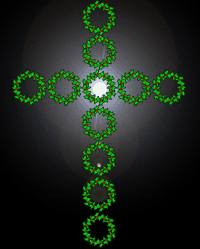 Christmas wreaths in the shape of a  cross