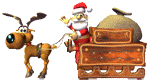 Santa reindeer sleigh and toys