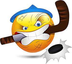smiley playing hockey